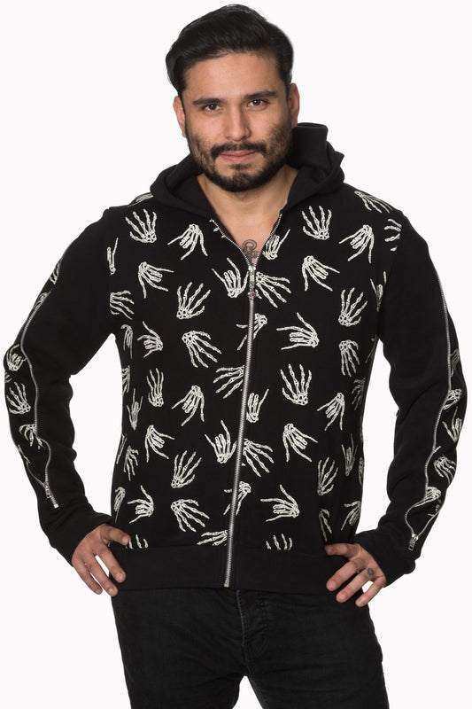 Banned Alternative Black Skeleton Hands Hoodie