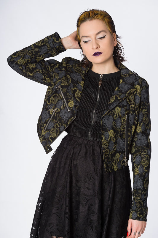 Banned Alternative SLITHER CROP BIKER JACKET