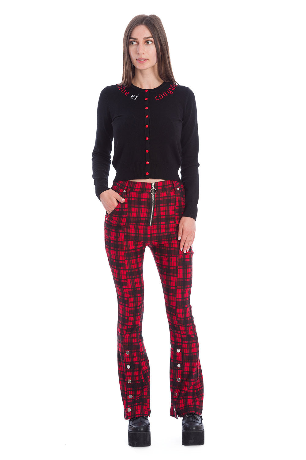 Banned Alternative TARTAN NIGHT FLARE TROUSER