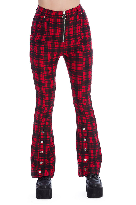 Banned Alternative TARTAN NIGHT FLARE TROUSER
