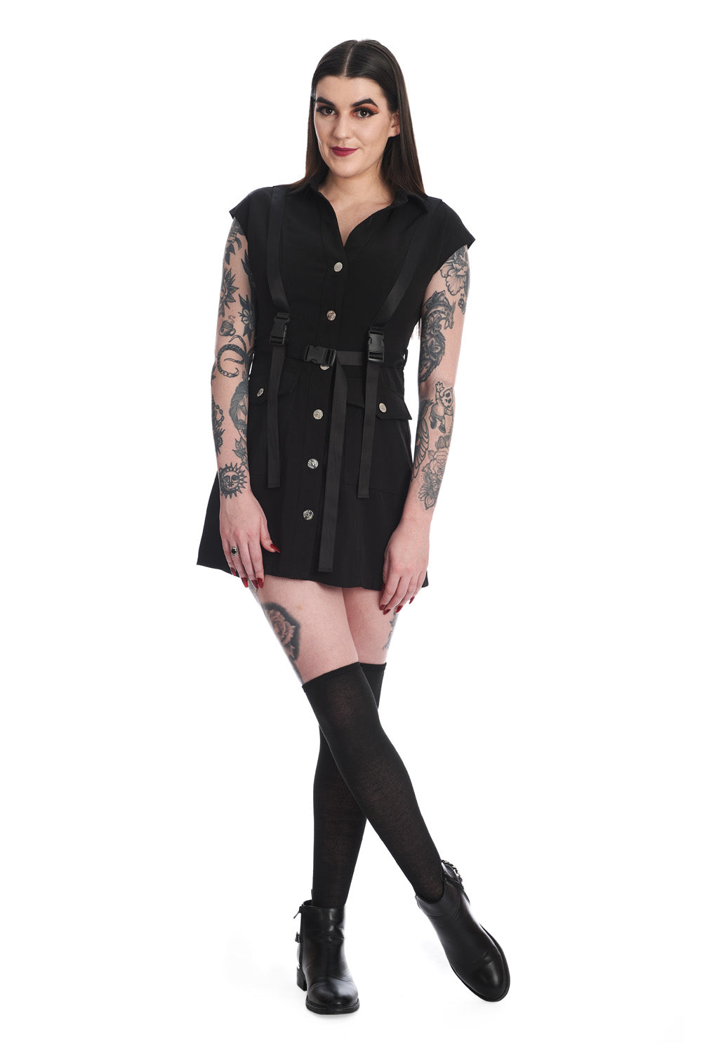 black mini dress with side cutouts Elegant Mini Dress With Side Cutouts And Pearl Detailing - Black main image 0