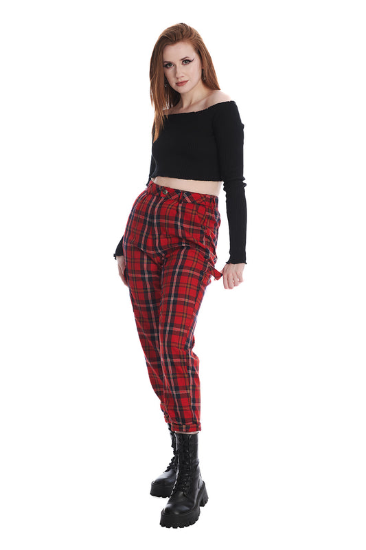 Banned Alternative NORVAL TAPERED TARTAN TROUSERS