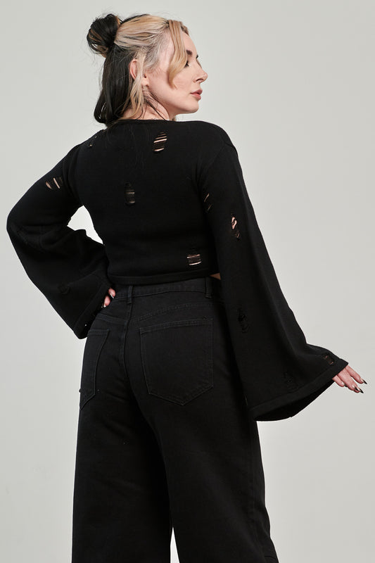 Banned Alternative Black Torn Affection Jumper