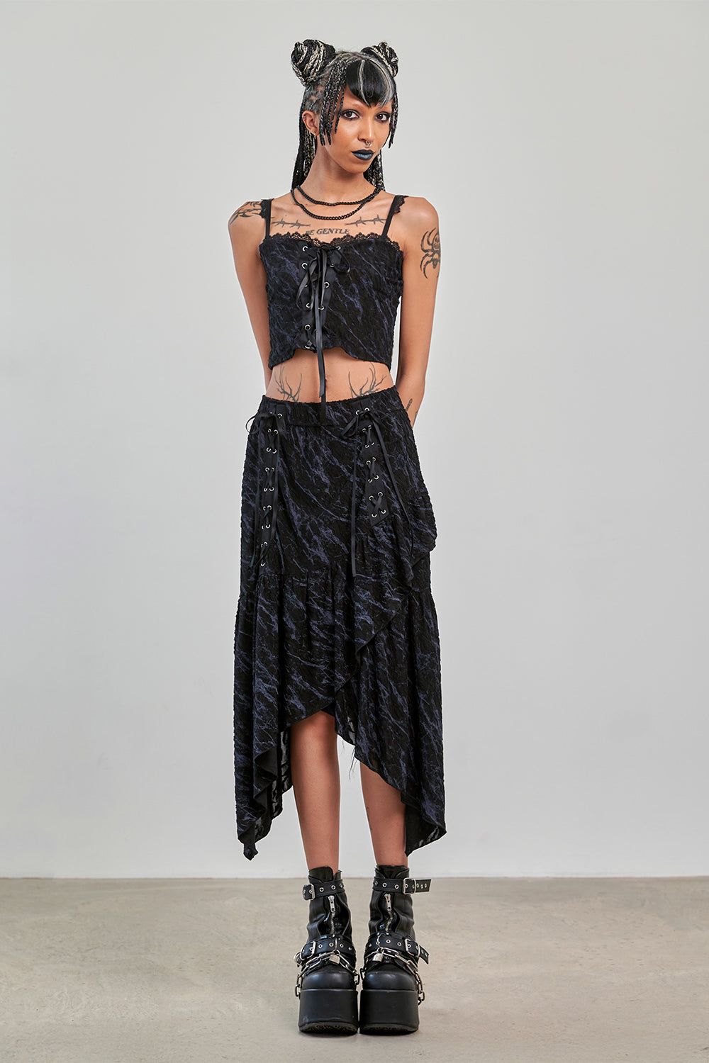 Banned Alternative Black Dark Angel Lace Up Top