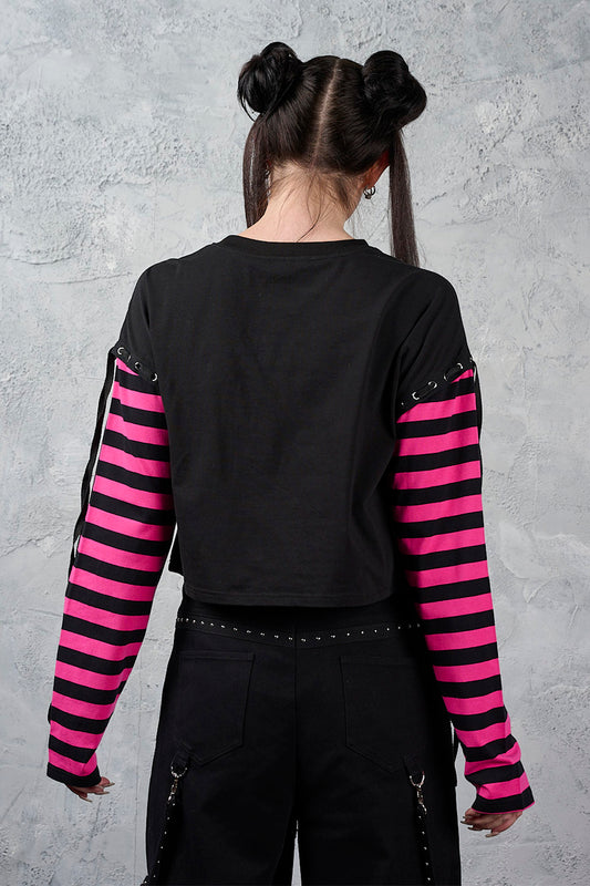 Banned Alternative Black/Pink My Heart Hacker Top