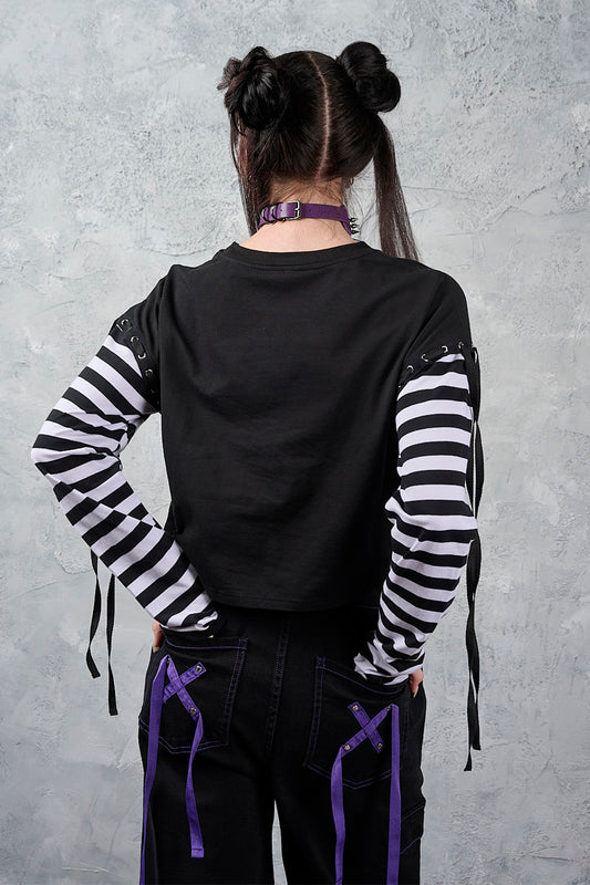 Banned Alternative Black/White My Heart Hacker Top