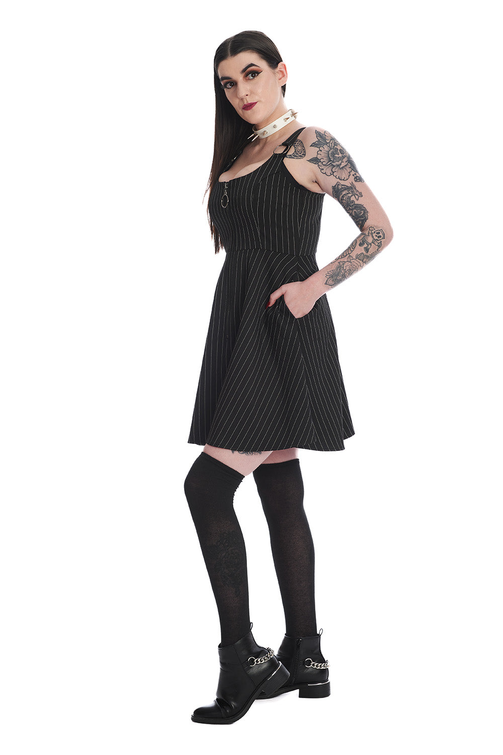 Banned Alternative BELLONA PINSTRIPE DRESS