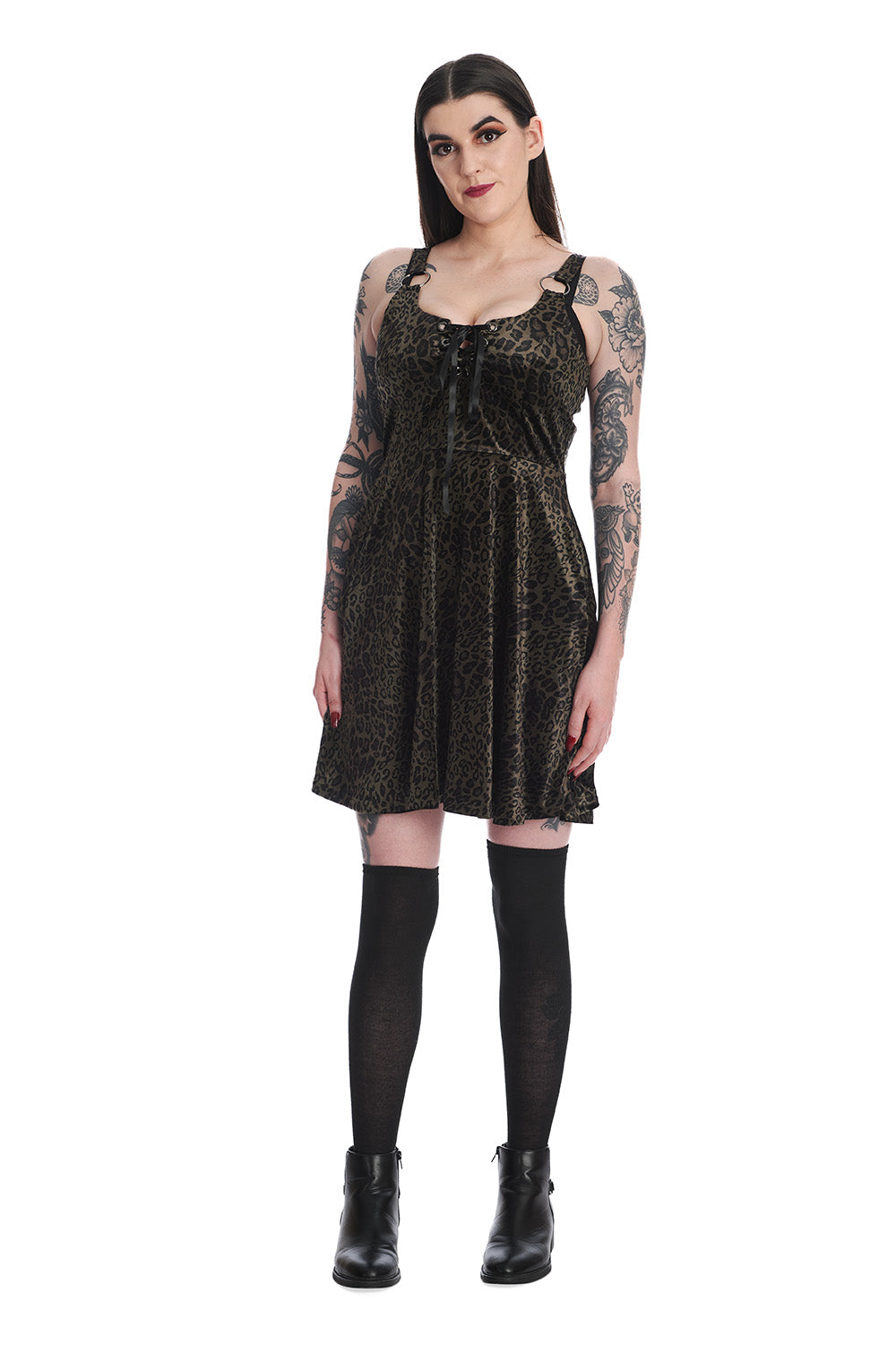 Banned Alternative White Tartan Night Zip Dress