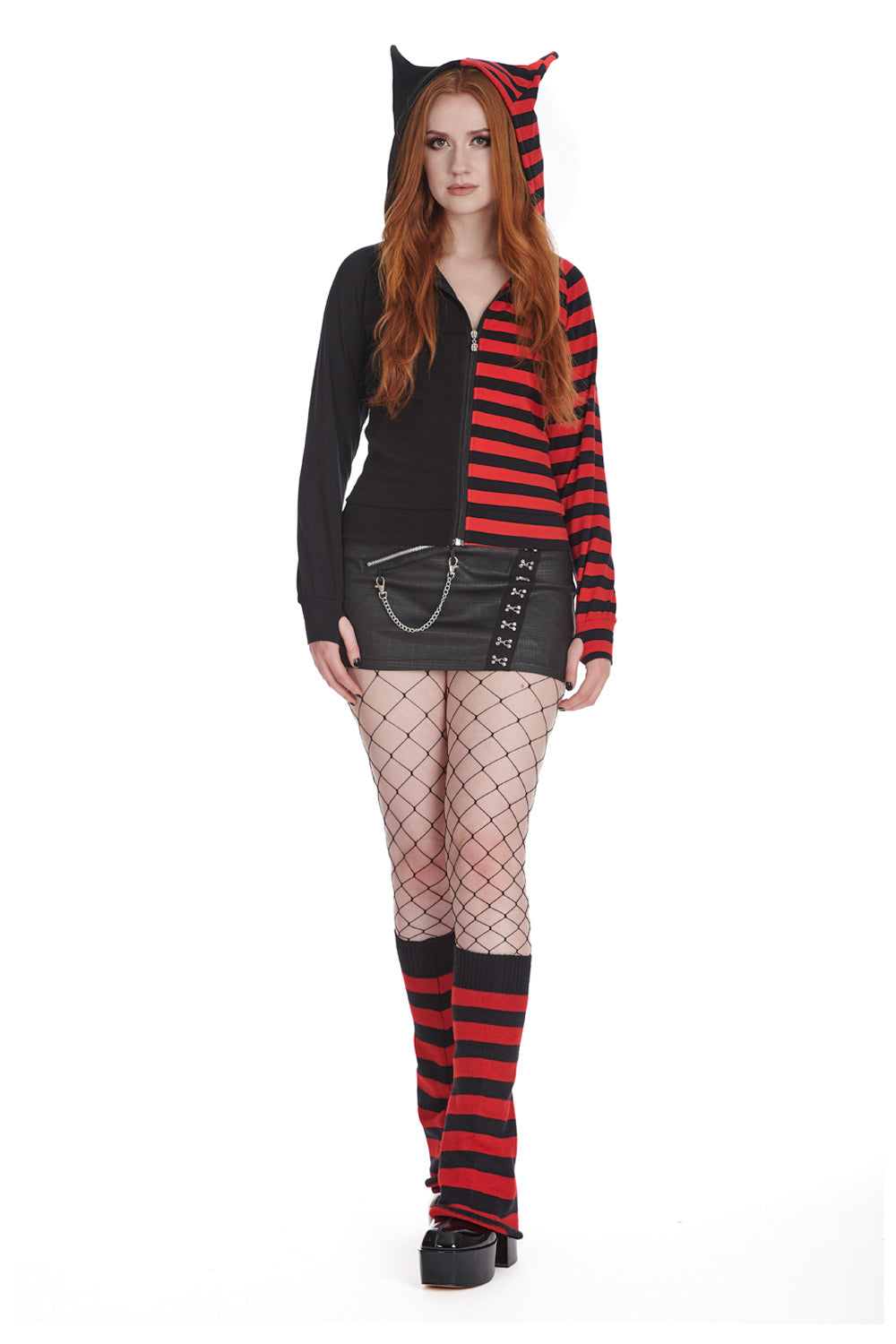 Banned Alternative SHIORI HALF AND HALF ZIPPED HOODIE