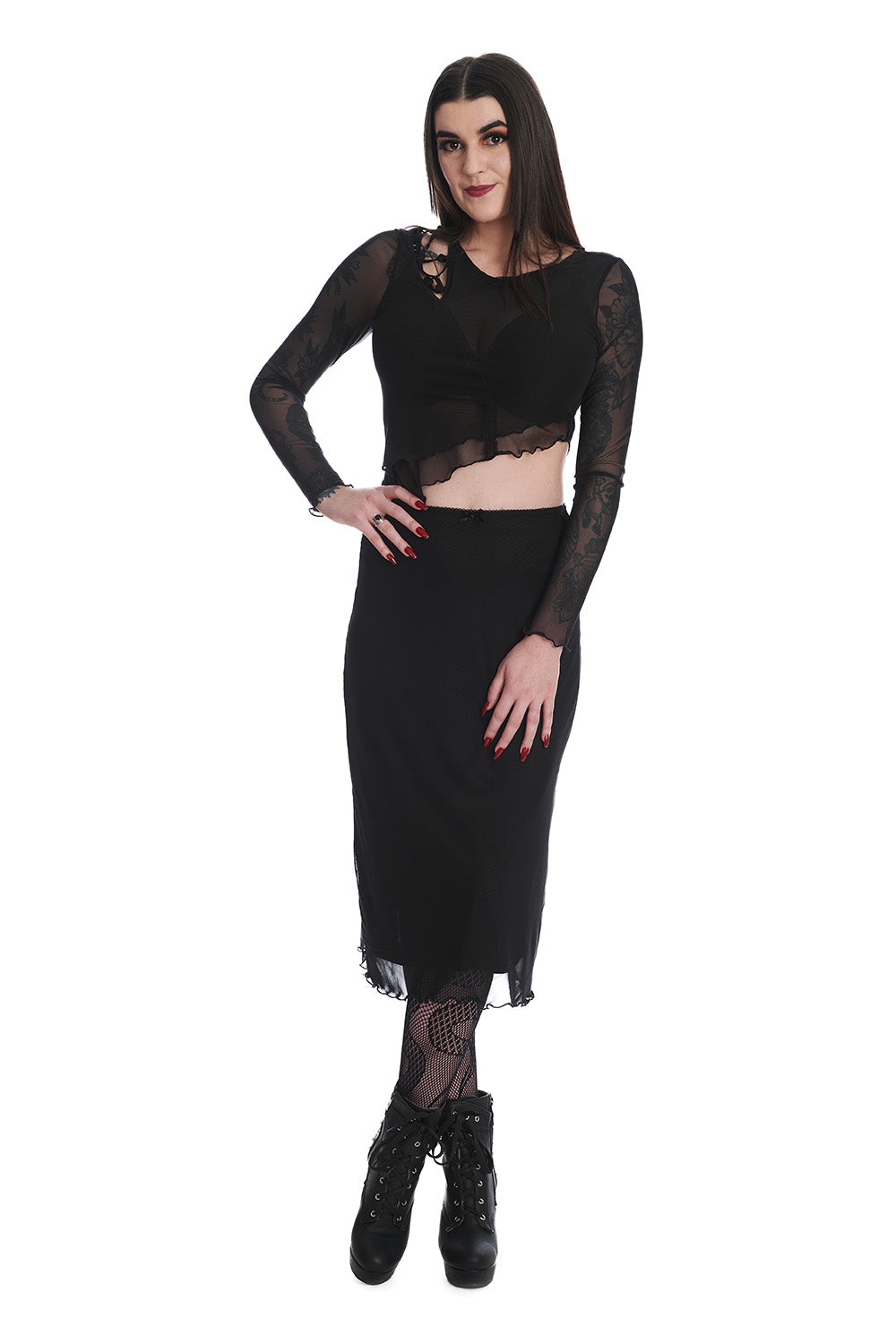 Banned Alternative KEIR MESH LONG SKIRT