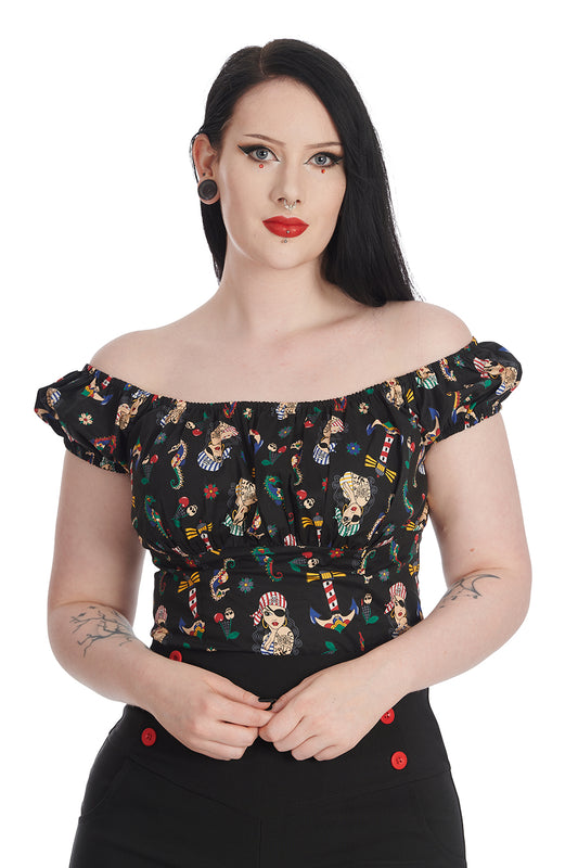 Banned Alternative ANCHOR PIN UP PRINT TOP