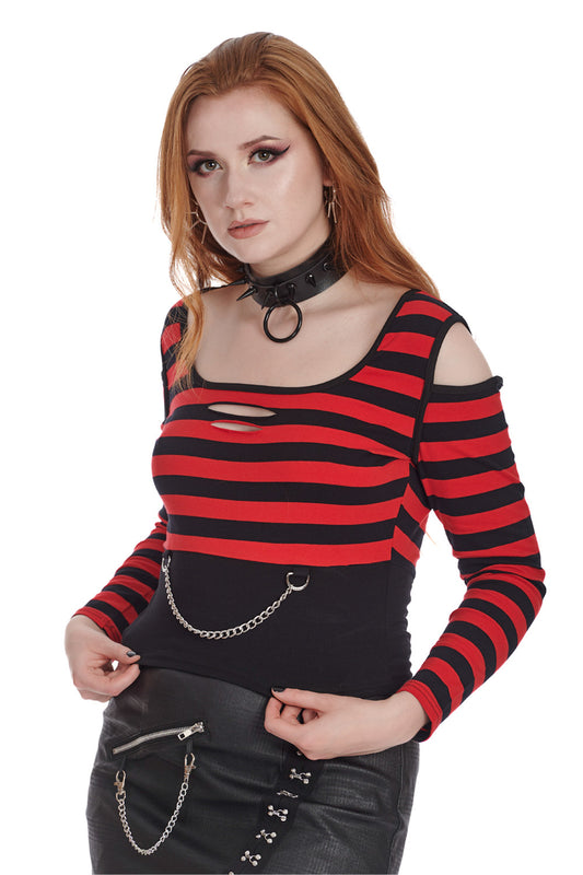 Banned Alternative REBEL CHIC STRIPED TOP
