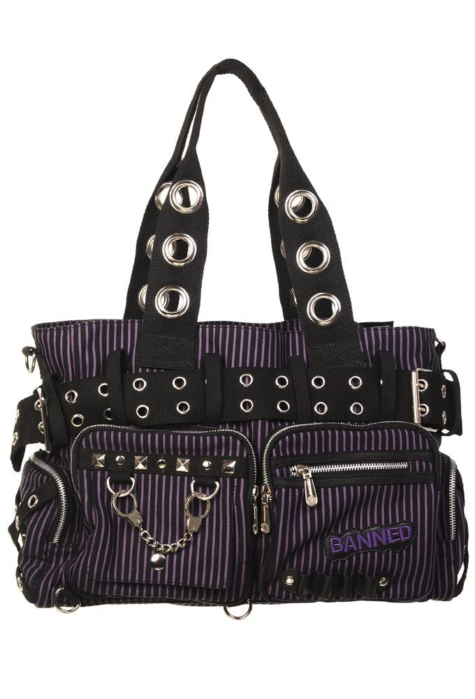 Banned Alternative Sweet Revenge Handcuff Striped Handbag