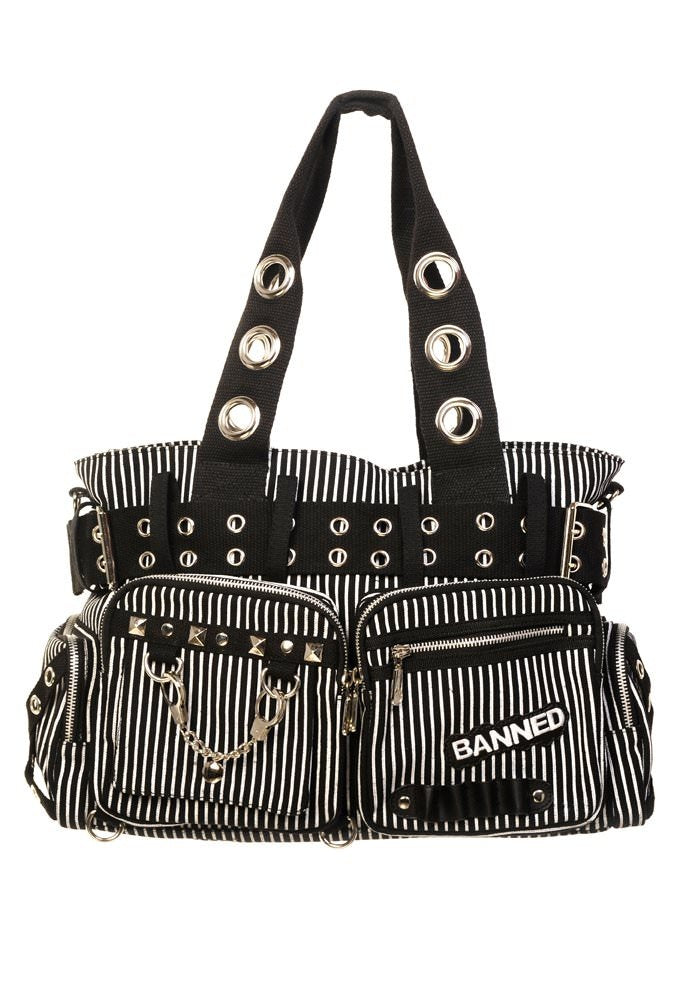 Banned Alternative Sweet Revenge Handcuff Striped Handbag