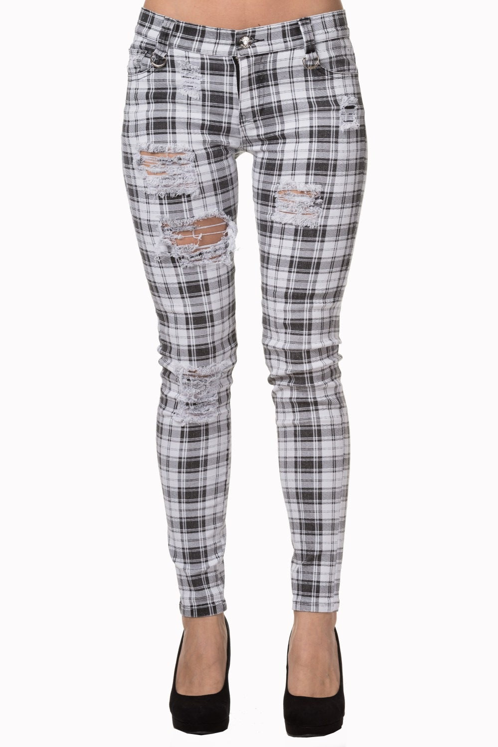 Black and white check hot sale jeans