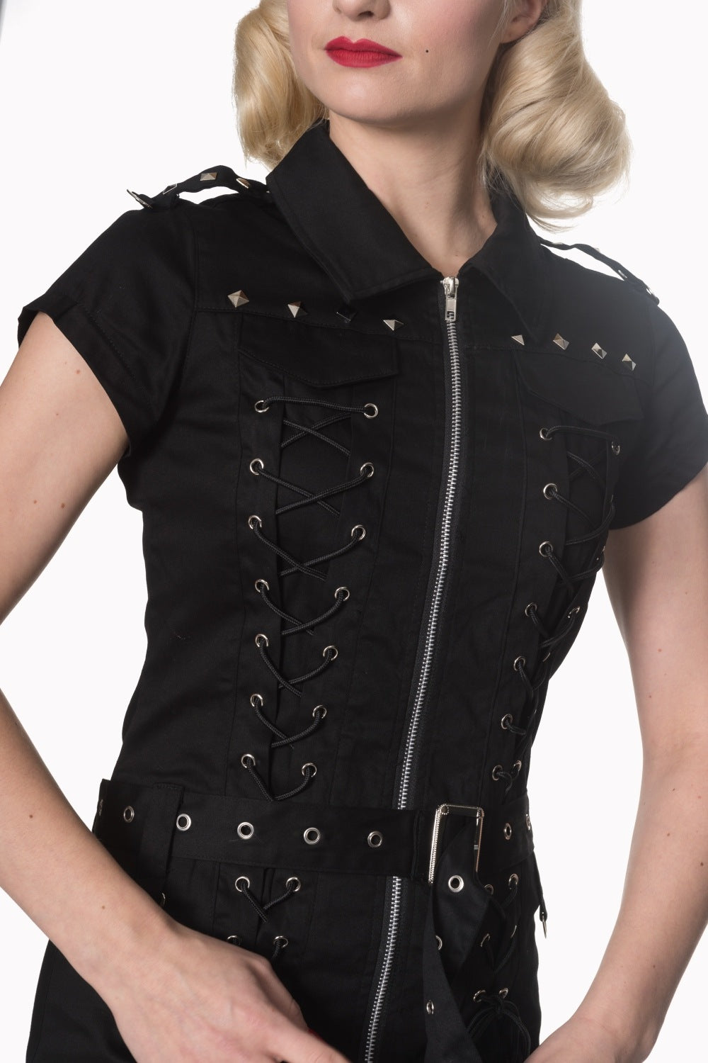 Banned Alternative Zip-up Belted Mod Dress