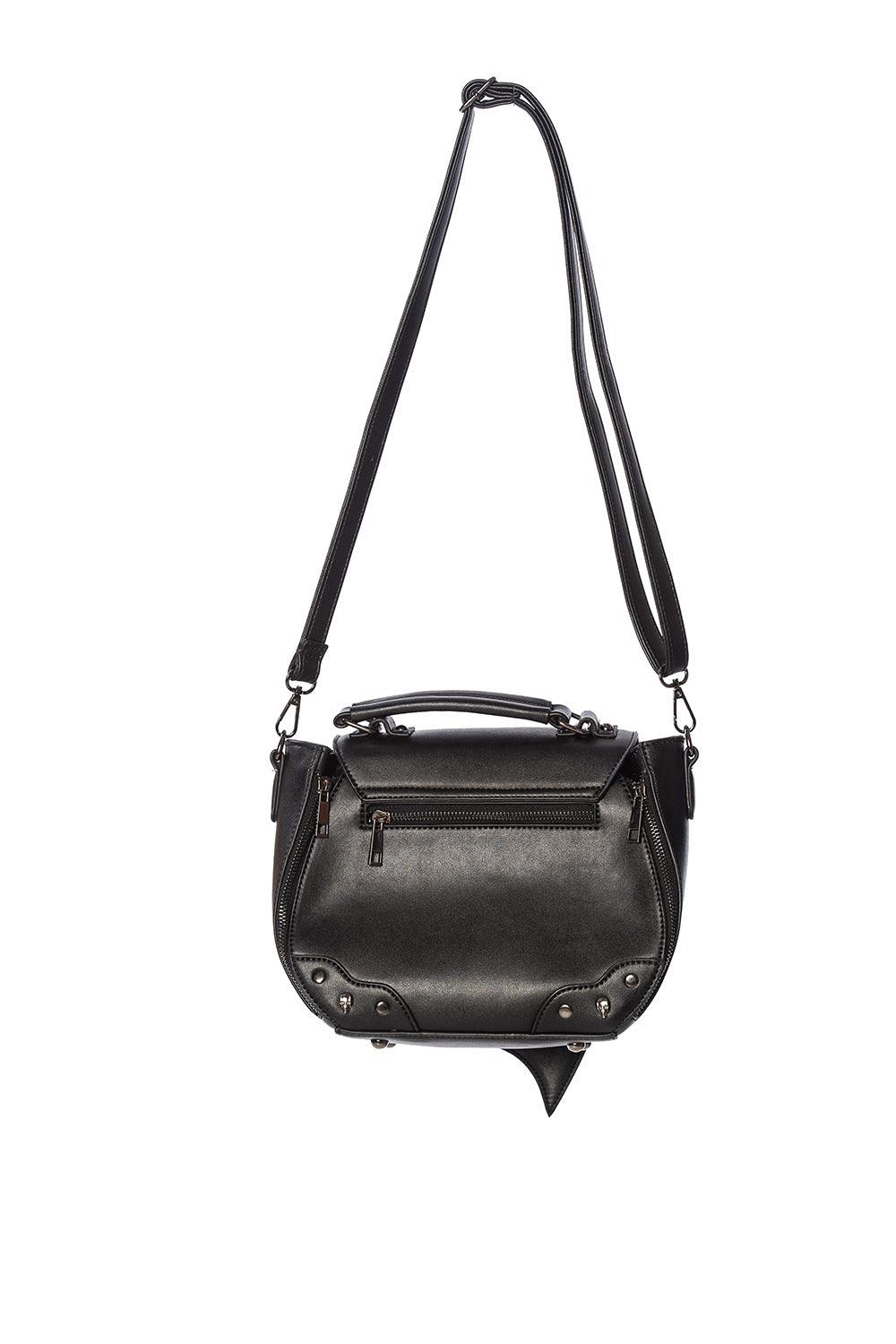 Satchel style handbag in back with bat wing