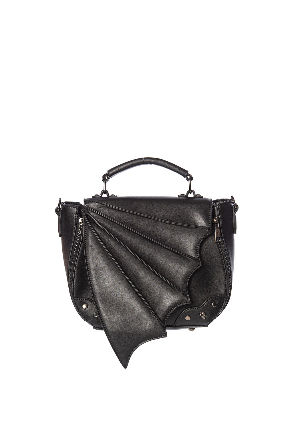 Satchel style handbag in back with bat wing