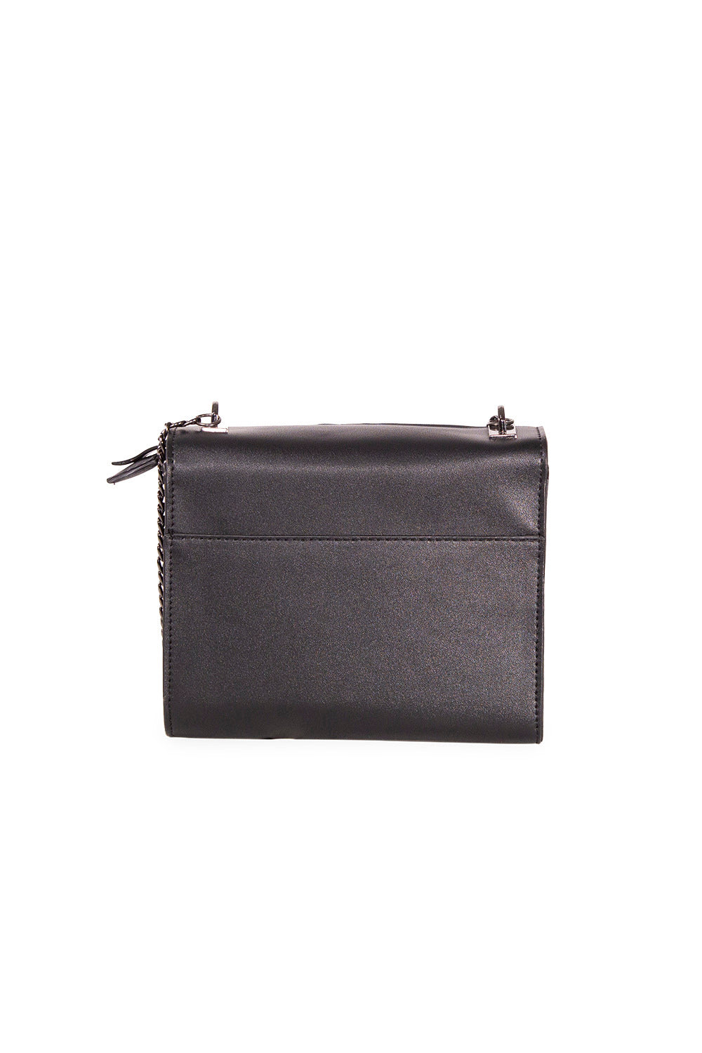 Black shoulder handbag with embossed skull design