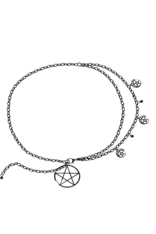 Pentagram pendant chain belt
