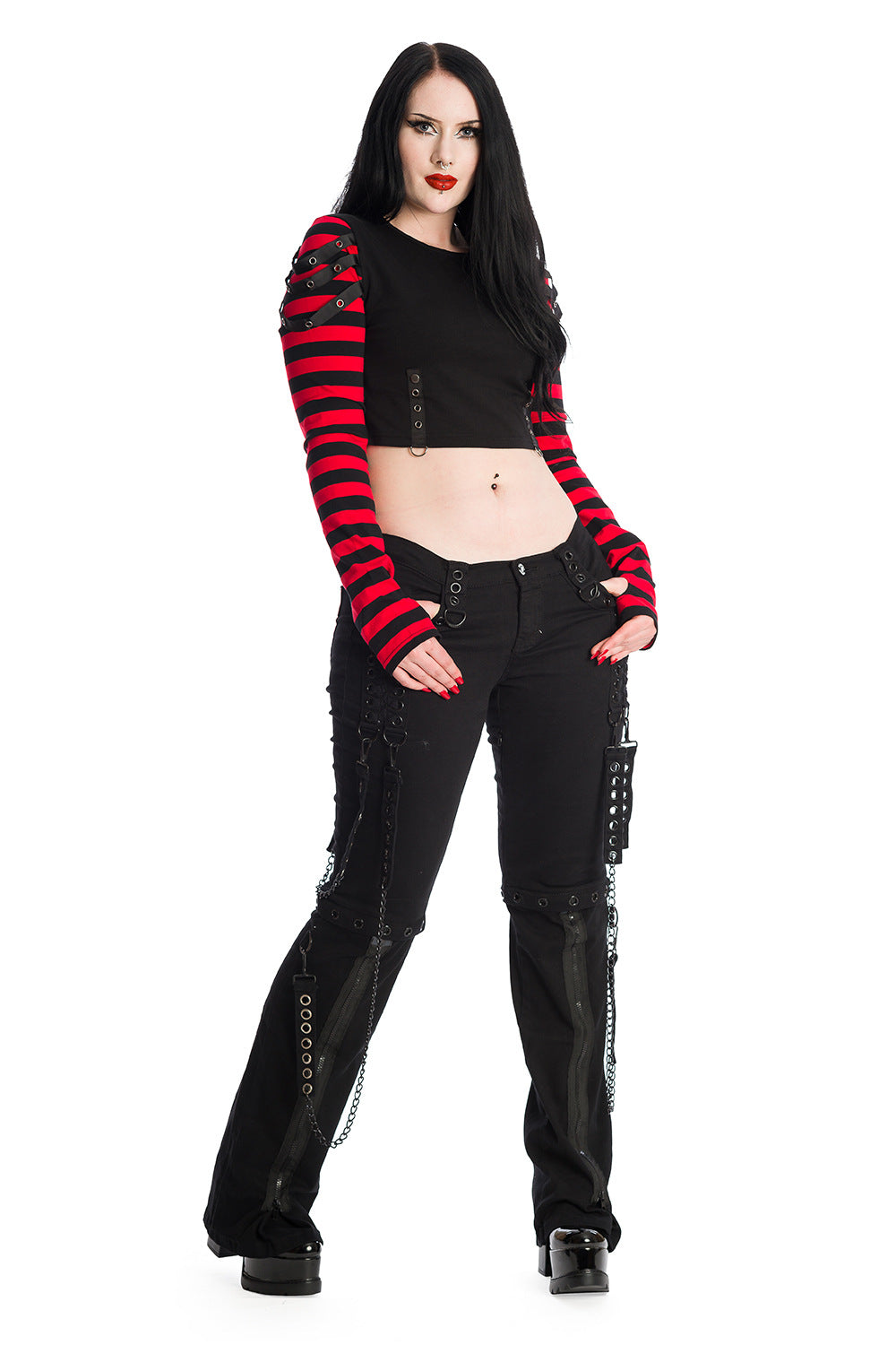 Banned Alternative Hellbound Black Punk Chain Trousers