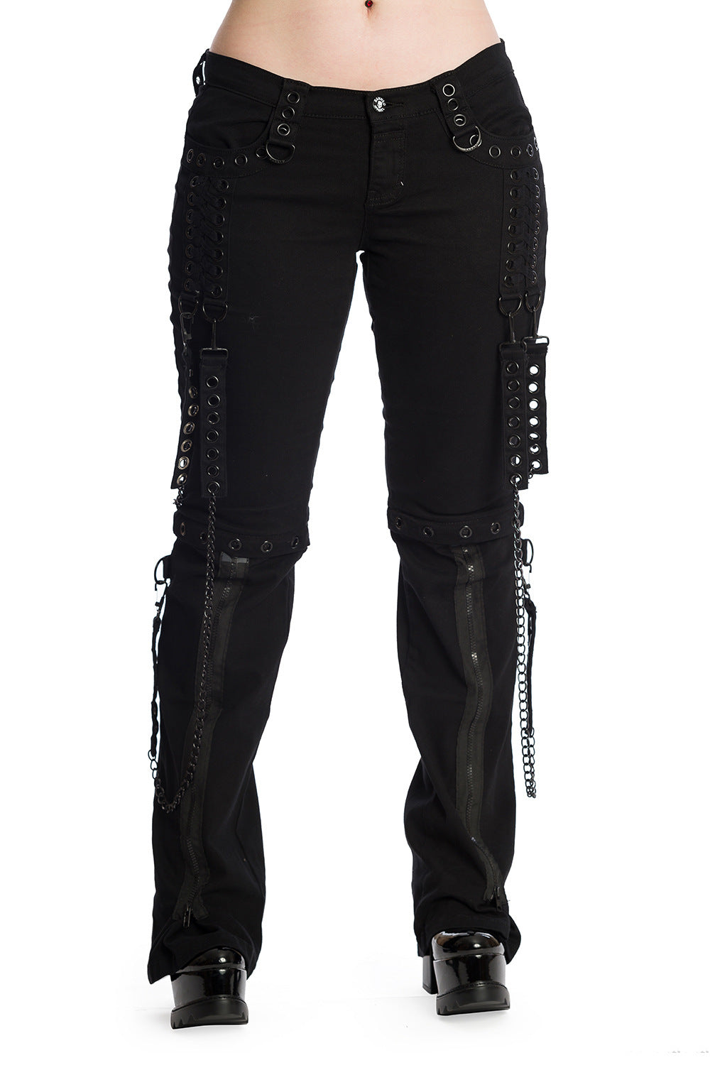 Banned Alternative Hellbound Black Punk Chain Trousers