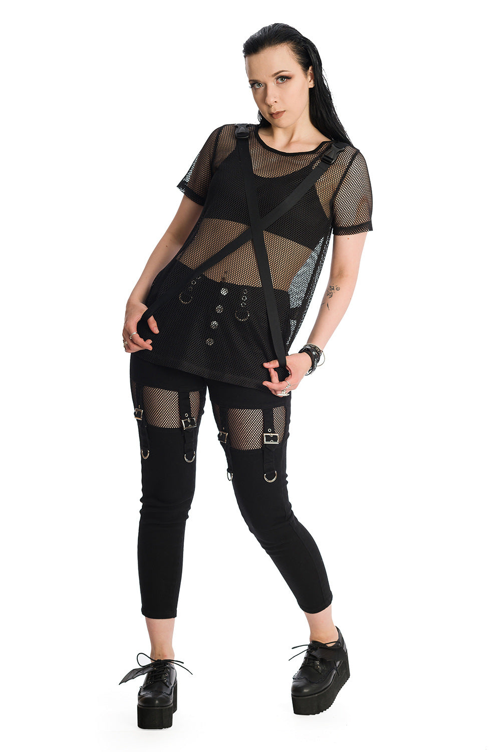 Banned Alternative Kameko Short Sleeve Oversized Mesh Top