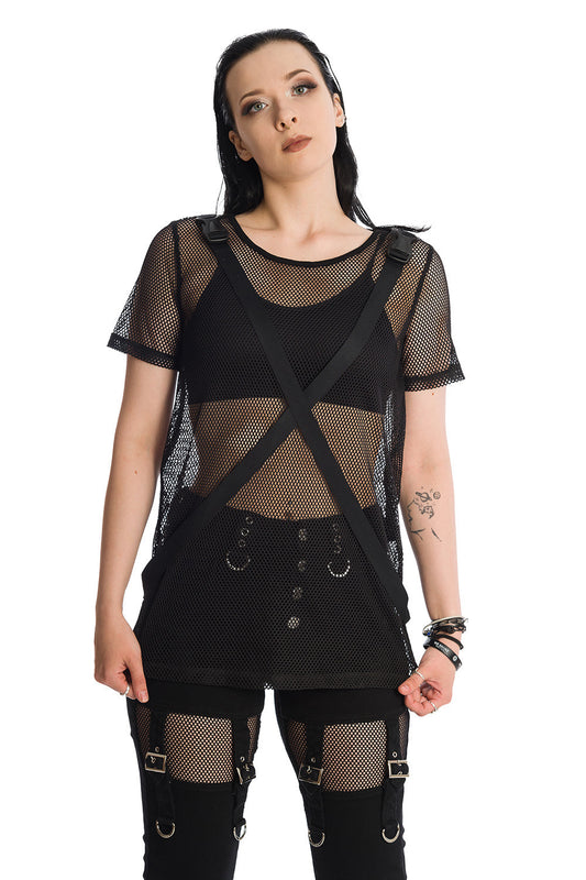 Banned Alternative Kameko Short Sleeve Oversized Mesh Top