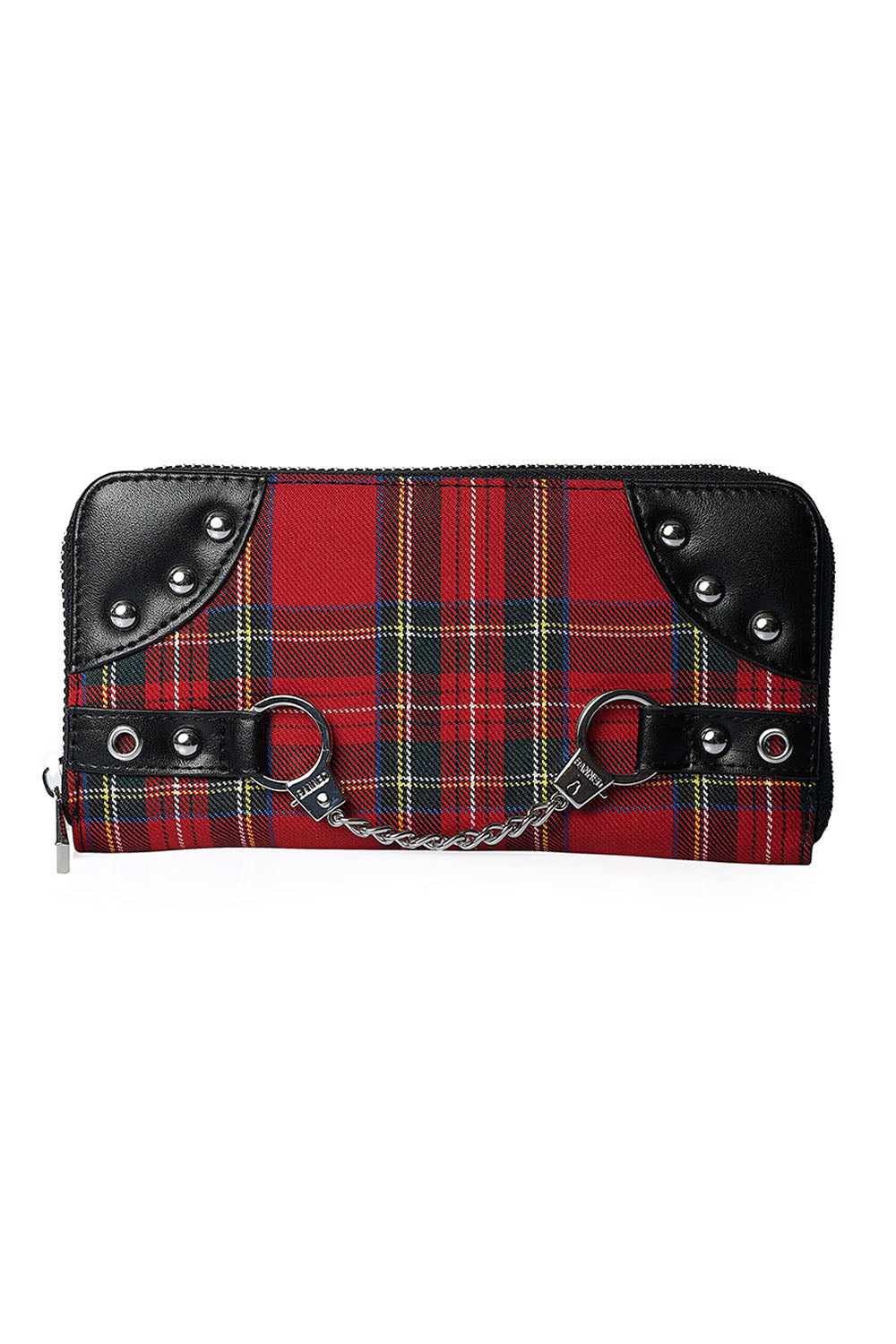 Red Tartan Handcuff Punk Alternative Wallet by Banned Alternative Banned Alternative