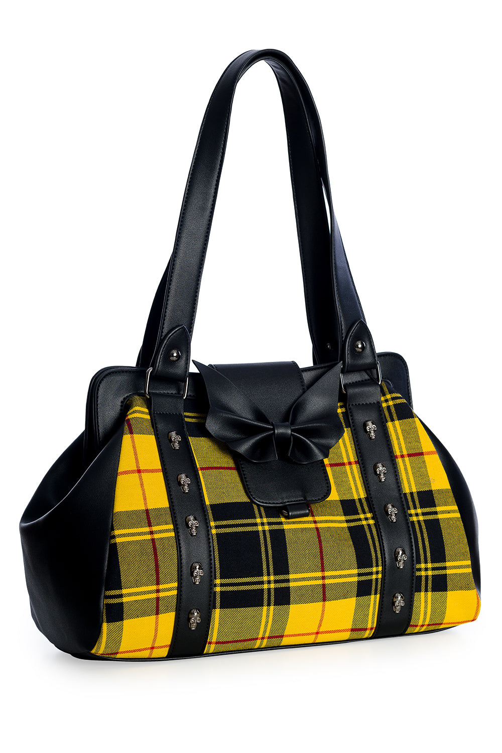 Banned Alternative Krampus Black and Tartan Contrast Handbag