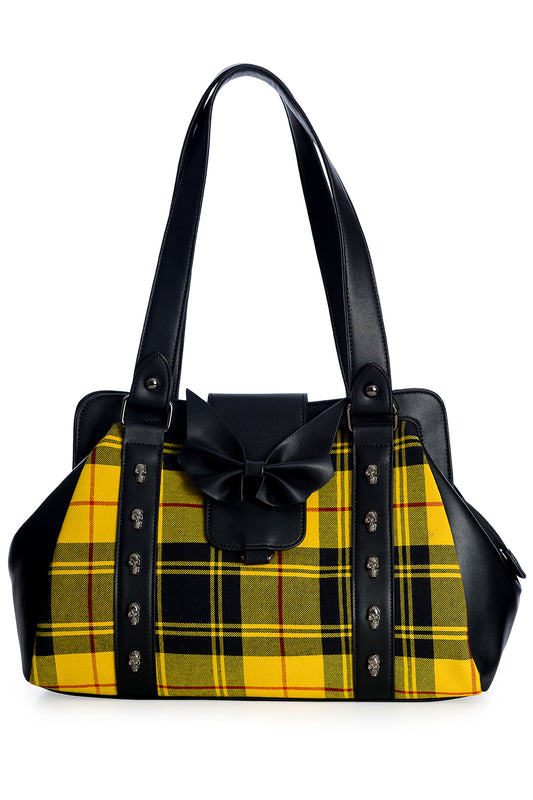 Banned Alternative Krampus Black and Tartan Contrast Handbag