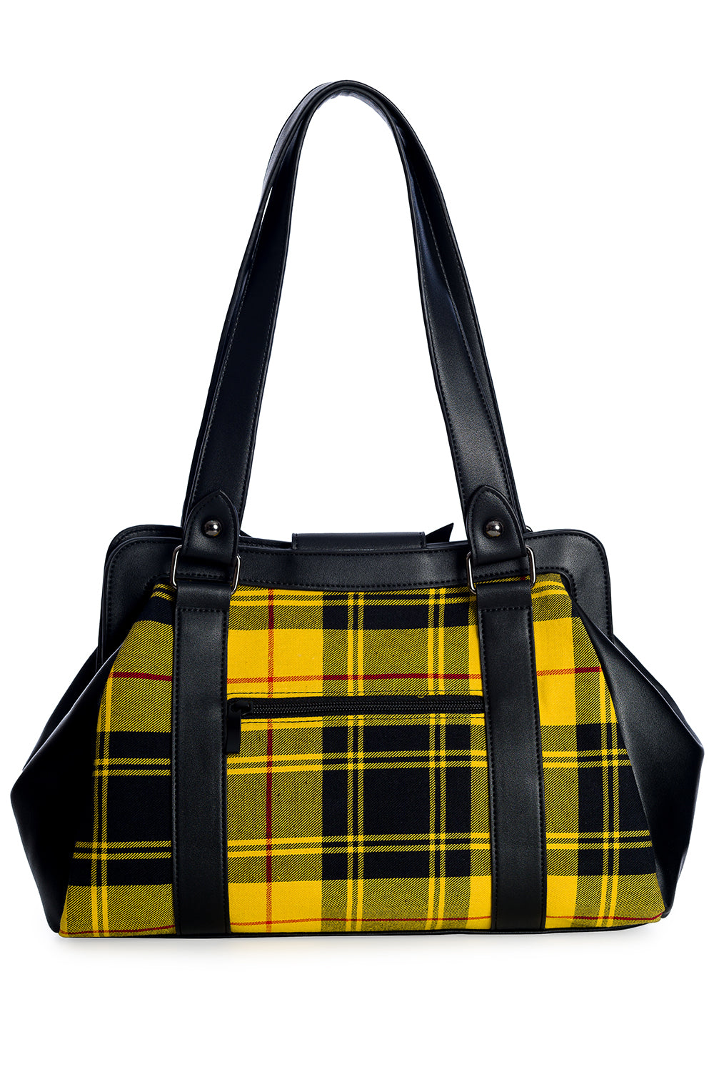 Banned Alternative Krampus Black and Tartan Contrast Handbag