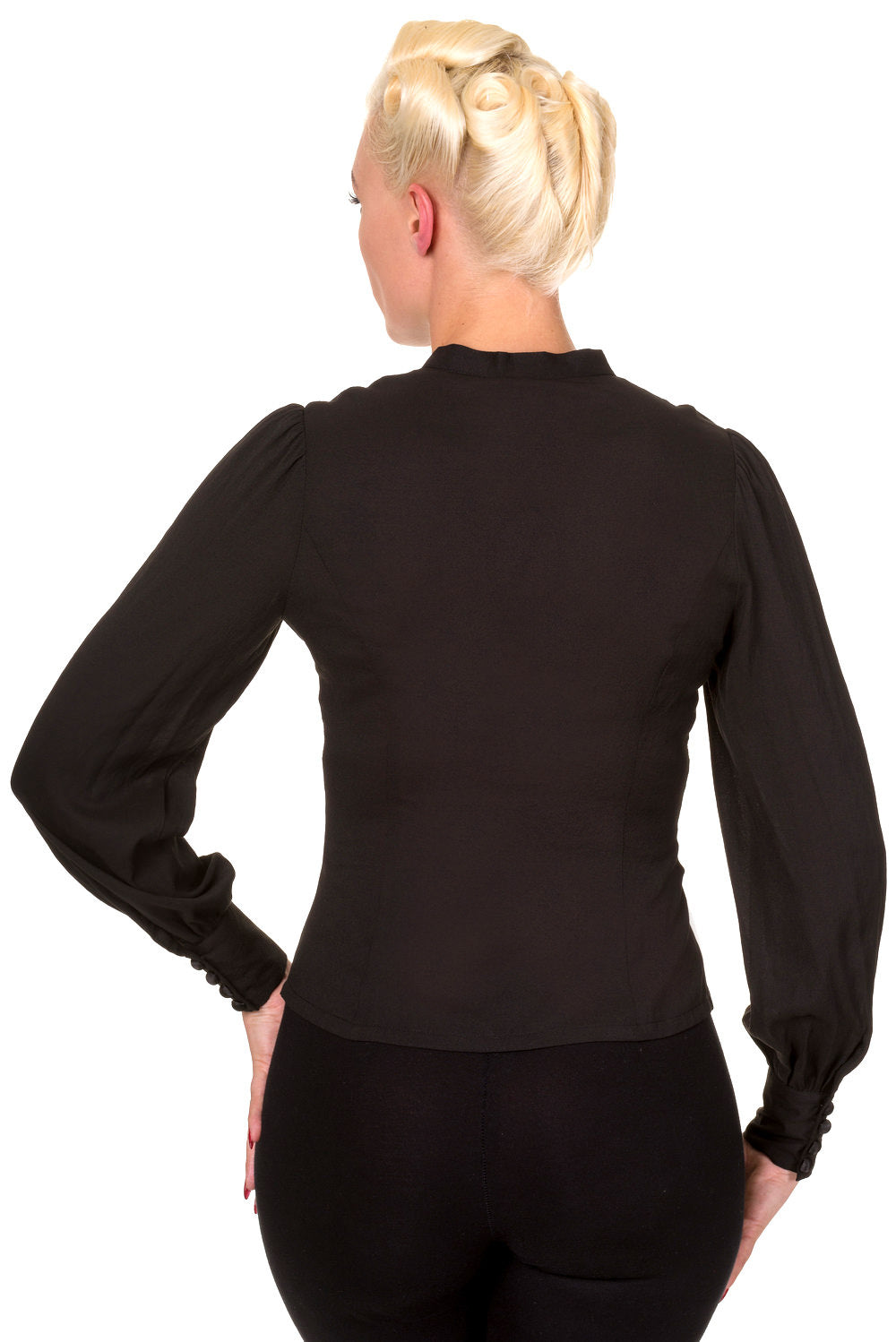 Back of black blouse