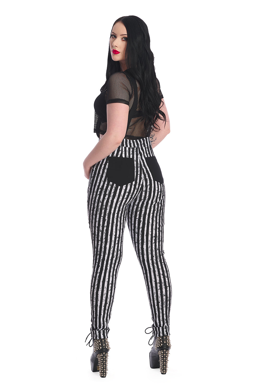 Banned Alternative Hollow Stripes Skinny Leg Playsuit
