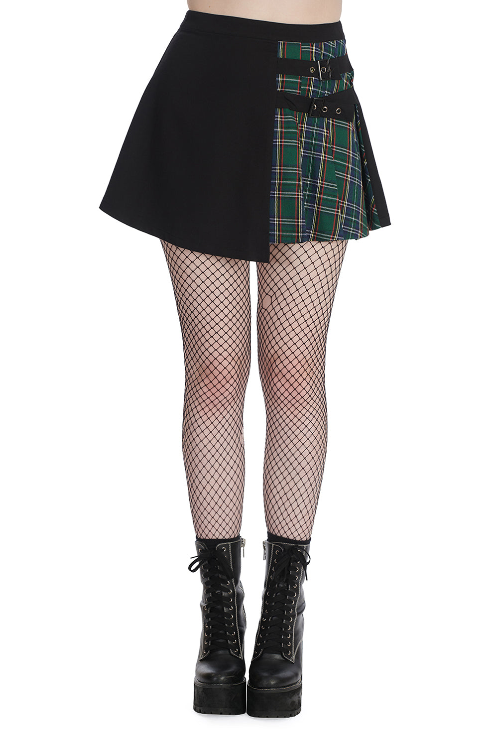 Black and green plaid skirt hotsell