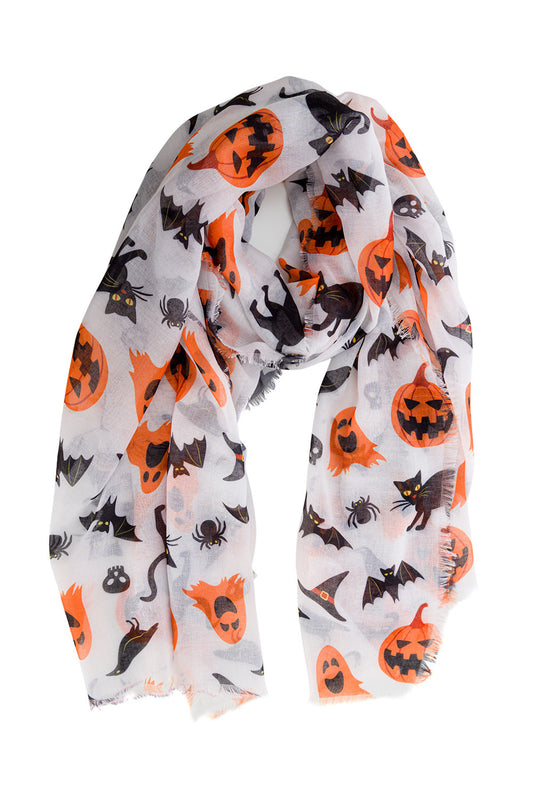 Banned Alternative Spooky Pumpkin & Bats Scarf