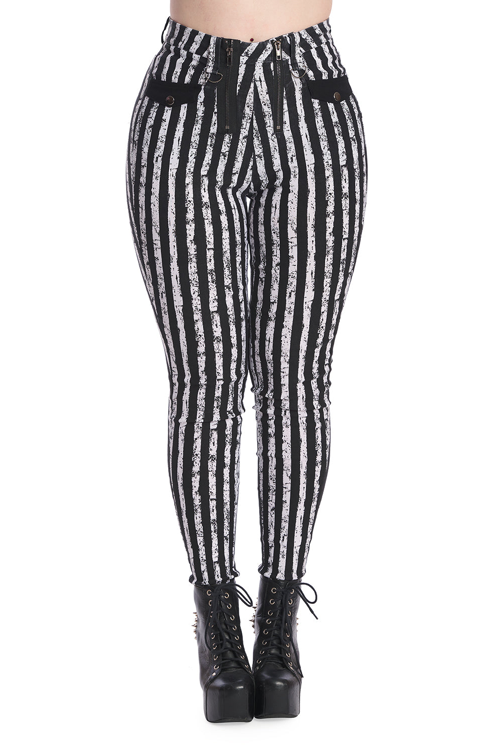 Vibrant Stripe High Waist Skinny Trousers by Banned Alternative