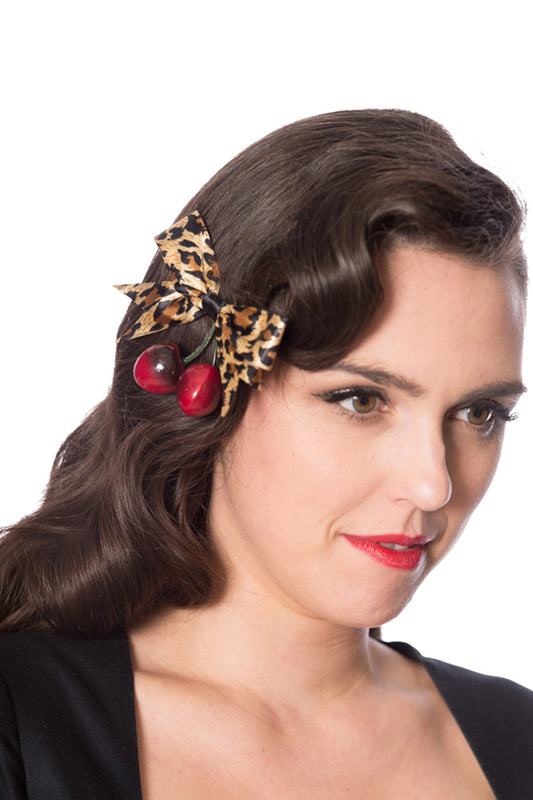 Banned Alternative Wild Leopard Cherry Hairclip