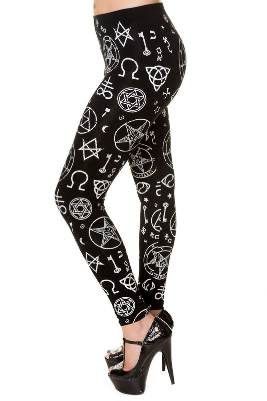 Banned Alternative Pentagram Black Leggings