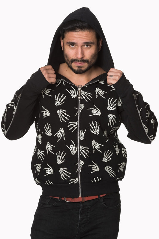 Banned Alternative Black Skeleton Hands Hoodie