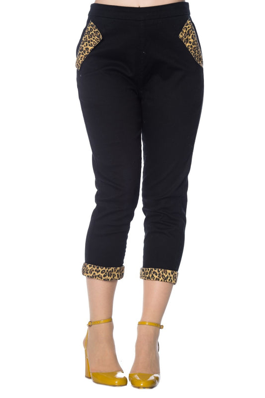 Banned Alternative ROCK N ROLL LEOPARD DENIM CAPRI PANTS