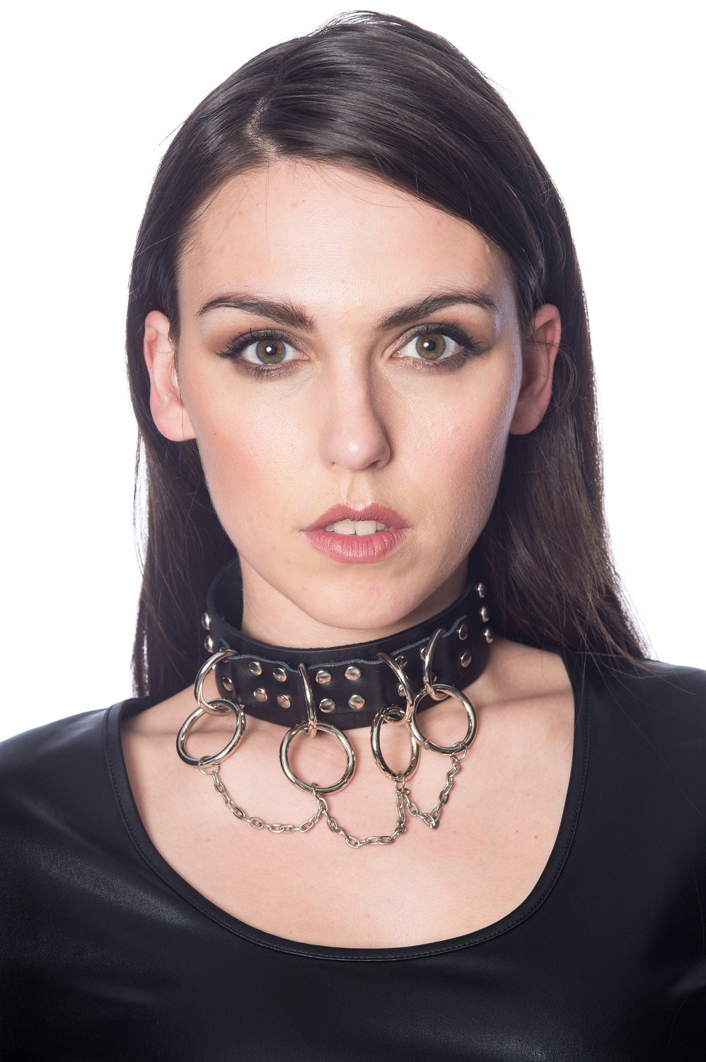 Banned Alternative DARKESS RING AND CHAIN STUDDED COLLAR