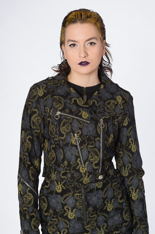 Banned Alternative SLITHER CROP BIKER JACKET