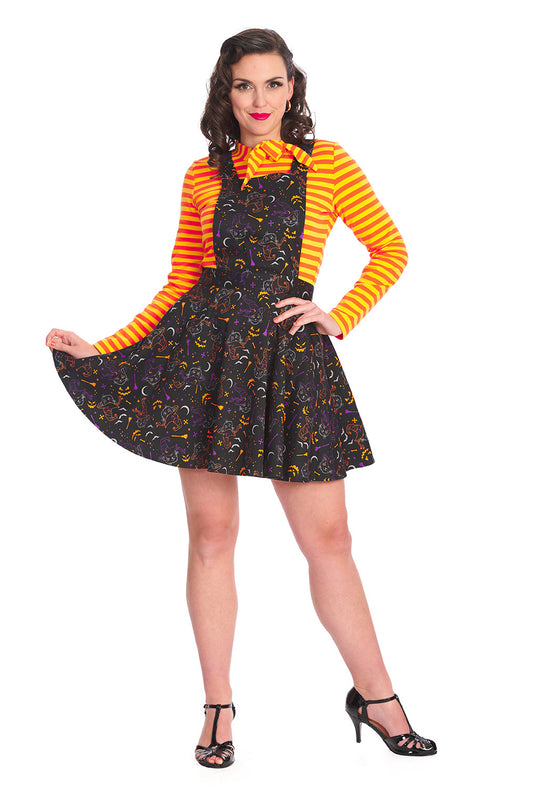 Banned Alternative ALL HALLOWS CAT PINAFORE DRESS