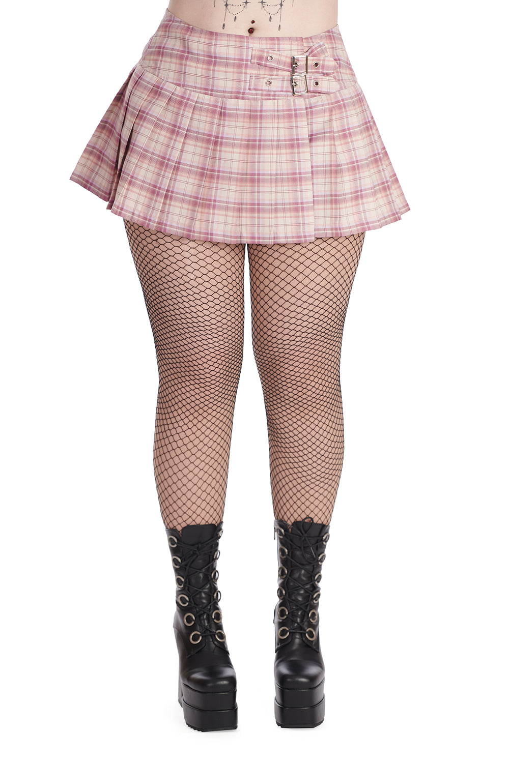 Banned Alternative Pink/White Orange Darkdoll Mini Skirt
