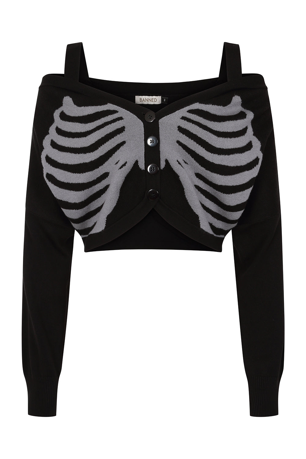Banned Alternative Black Ligeia Knitted Cardigan