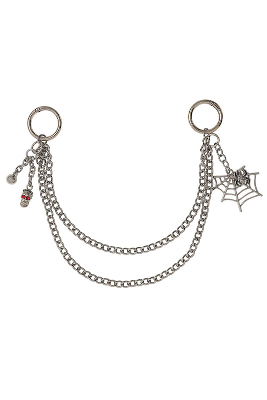 Banned Alternative Web Of Fate Spiderweb Skull Double Chain