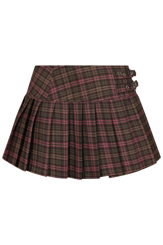 Banned Alternative Pink/Brown Orange Darkdoll Mini Skirt
