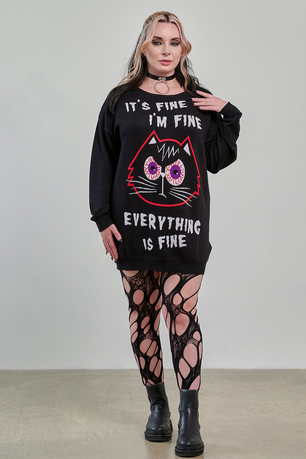 Banned Alternative Black Panic Purrfect Jumper