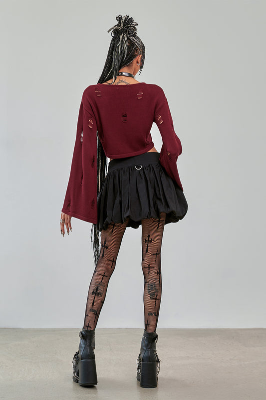 Banned Alternative Burgundy Torn Affection Jumper